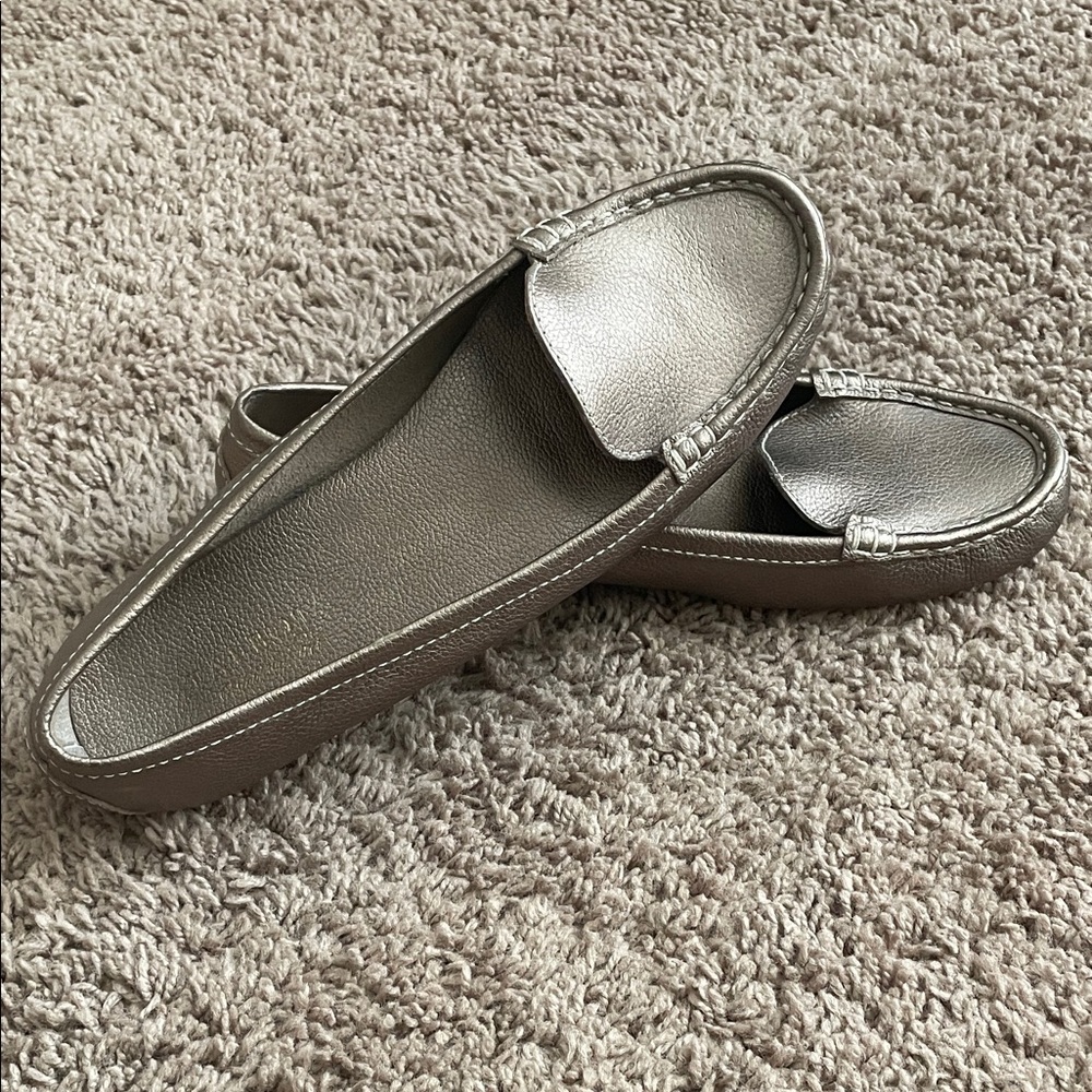 Talbots Metallic Gray Loafers